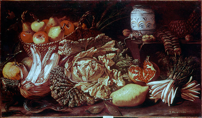Anonimo — Salini Tommaso - sec. XVII - Natura morta con frutta e ortaggi — insieme